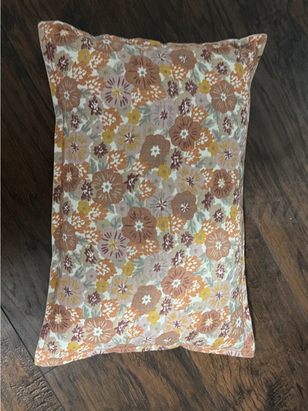 Floral Decorative Pillow Cover in Peach and Mustard